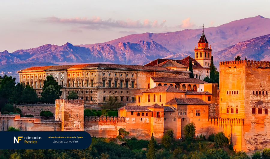 Alhambra Palace in Granada, Spain – attractive destination with tax benefits for expats under Beckham Law