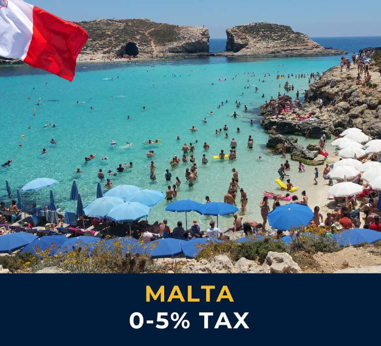 Golden Bay Beach in Malta – scenic Mediterranean beach popular among tourists and digital nomads for relaxation and tax residency benefits