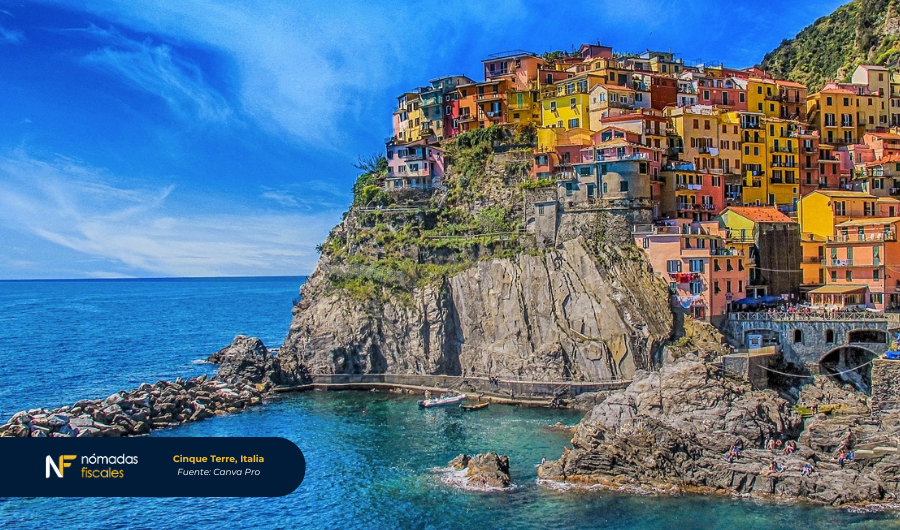 Manarola en Cinque Terre, Italia – colorido pueblo costero que representa el estilo de vida italiano y las opciones de residencia fiscal para expatriados