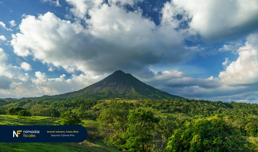 Arenal Volcano in Costa Rica surrounded by tropical rainforest – tax-friendly destination with territorial system for digital nomads